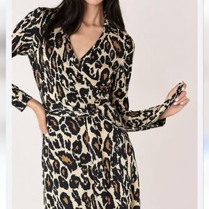 New Rare Diane Von Furstenberg Leopard Julian Wrap Dress size 22